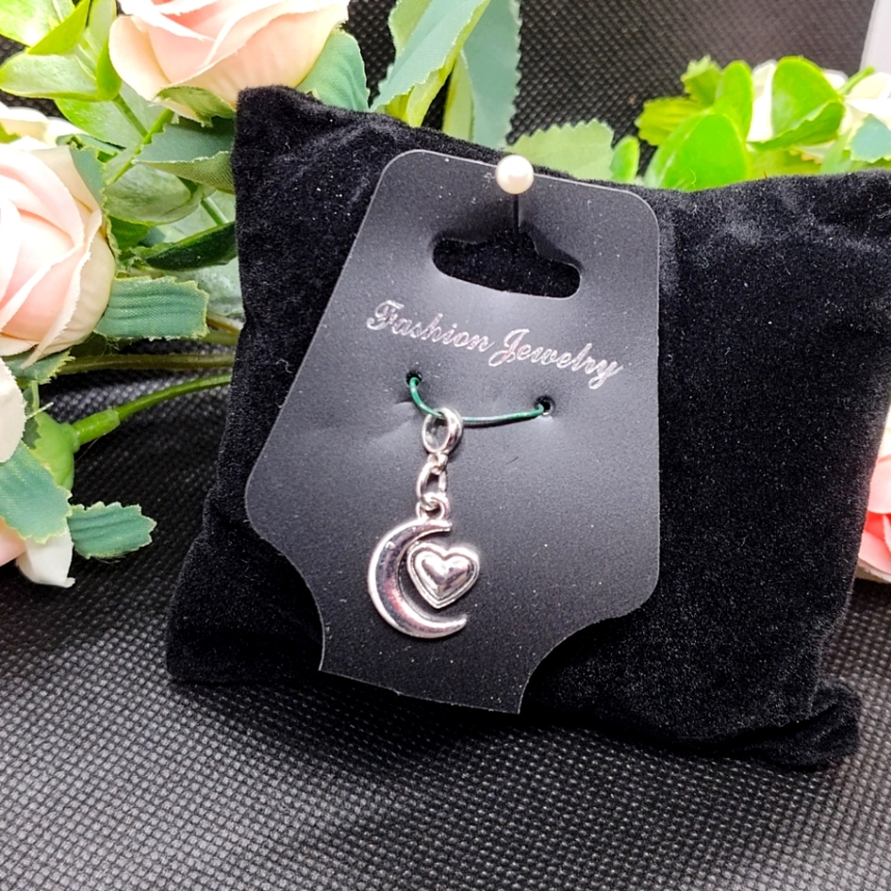 Heart with moon Pendant Charm for Necklace or Charm bracelet new